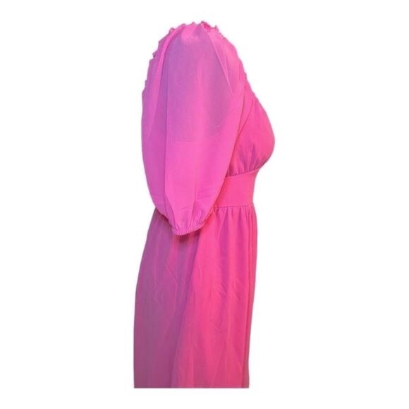 Jessica Simpson Hot Pink Puff-Sleeve Mini Dress NWT | Fall Date-Night Ready | Si - Picture 7 of 11